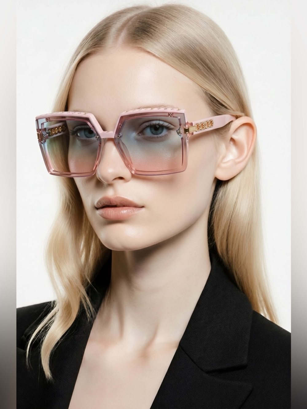 Louis Vuitton White Frame Sunglasses with Gold Accents
